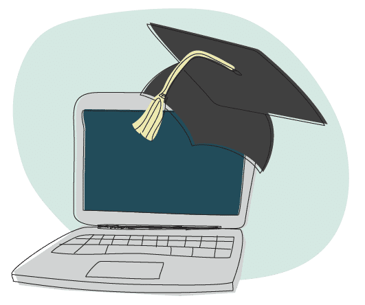 Laptop with a graduation cap