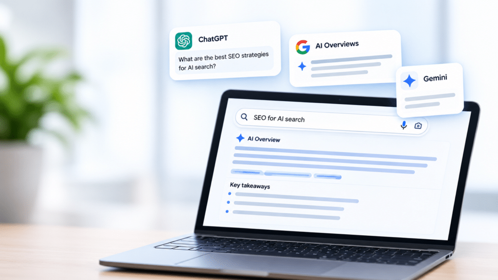 AI Search Insights on Laptop